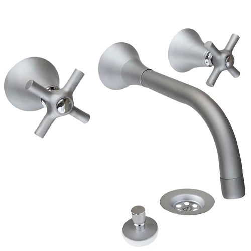 Grifería Para Lavatorio de Pared Estalgrif Eleven Cruz Cromo
