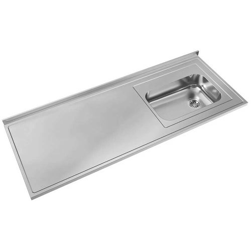Mesada Acero Johnson 1,60x61 Bacha Simple ZZ52 Derecha