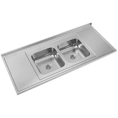 Mesada Acero Johnson 1,40x61 Bacha Doble CC37 Centro