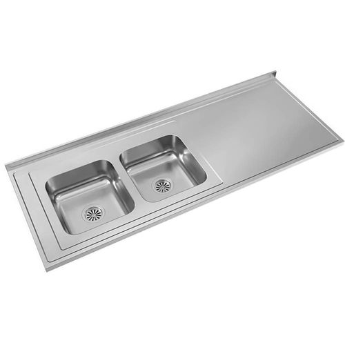 Mesada Acero Johnson 1,60x61 Bacha Doble CC37 Izquierda