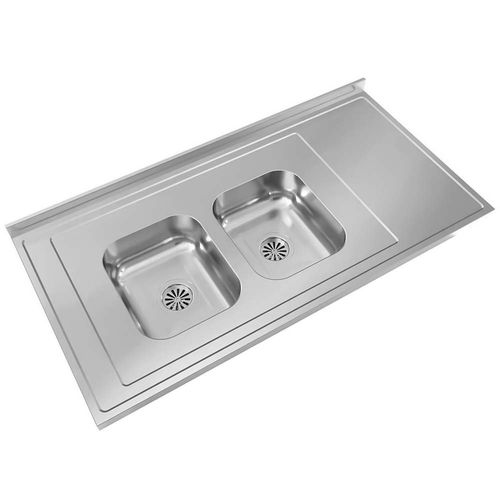 Mesada Acero Johnson 1,20x61 Bacha Doble CC28 Izquierda