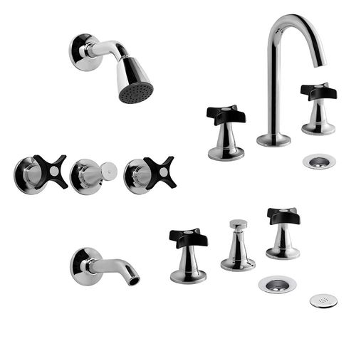 Kit de Grifería Para Baño Fv Pétalo Negro Cromo 0900.03/M3