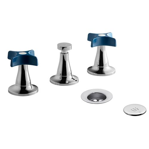 Grifería para Bidet Fv Pétalo Azul Cromo 295/M3