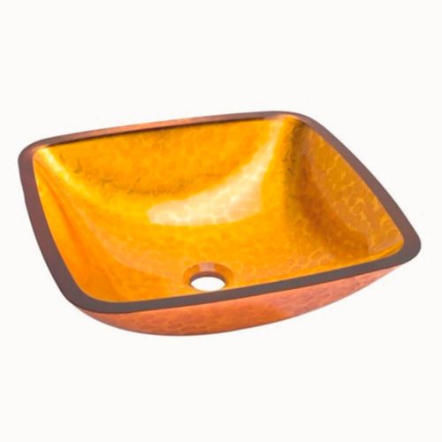 Bacha de Apoyar Vidrio Cristal Dune Eca Cuadrada Cristal Dorado