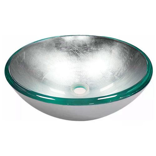 Bacha de Apoyar Vidrio Cristal Dune Eca Redonda Pan de Plata