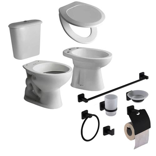 Combo Baño Andina Ferrum Inodoro + Depósito + Bidet + Tapa Asiento Traful