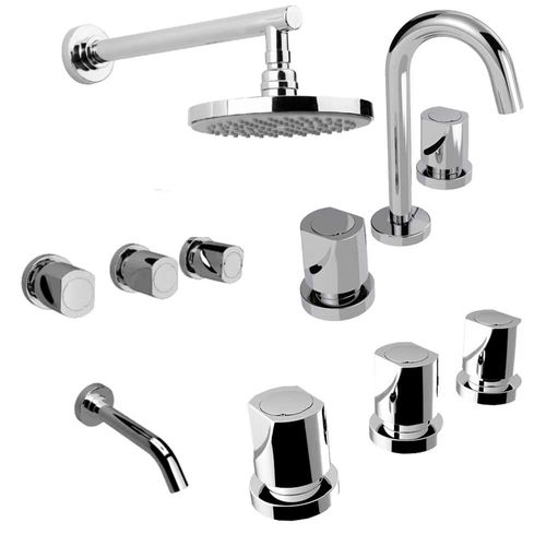 Combo Juego de Griferías Para Baño Estalgrif Zeus Advance Cromo