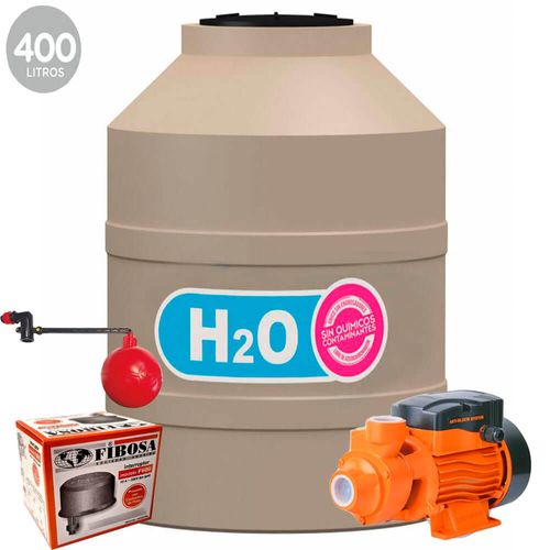 Combo Tanque 400 Lts Tricapa H2O + Bomba Lusqtoff 1/2 HP + Kit de Instalaciones