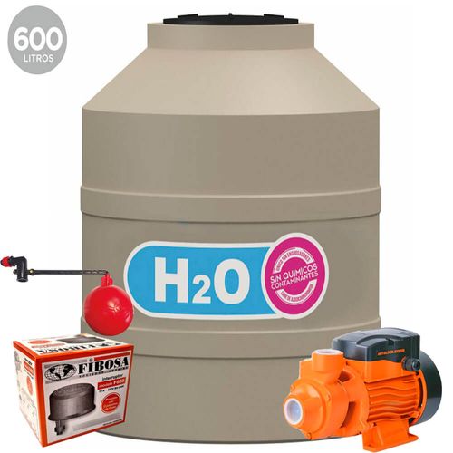 Combo Tanque 600 Lts Tricapa H2O + Bomba Lusqtoff 1/2 HP + Kit de Instalaciones