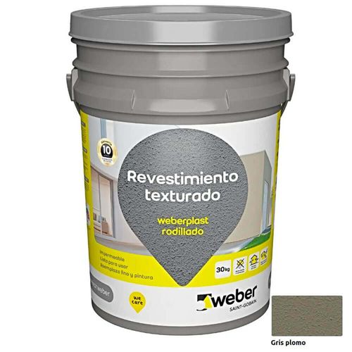 Revestimiento Weber Texturado Rodillado Gris Plomo 30 Kg