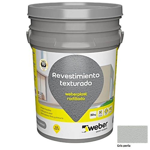 Revestimiento Weber Texturado Rodillado Gris Perla 30 Kg