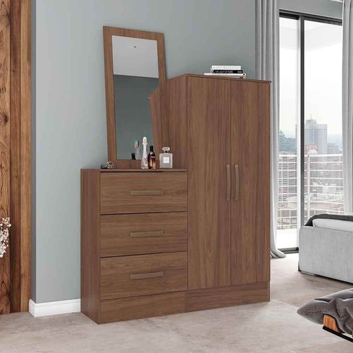 Cómoda Henn Briz Castaño 2P 3C con Espejo B700-130
