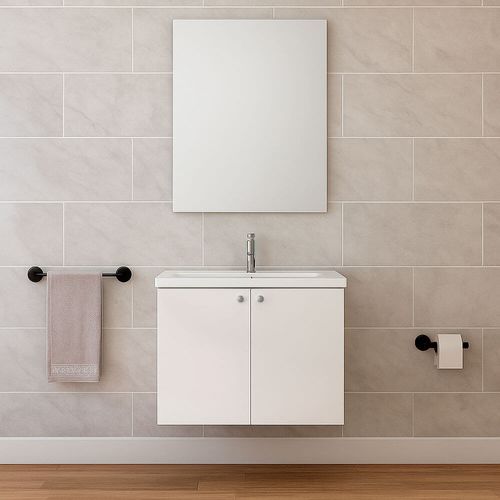 Kit Vanitory Blanco + Bacha + Espejo DGC YN2401-1