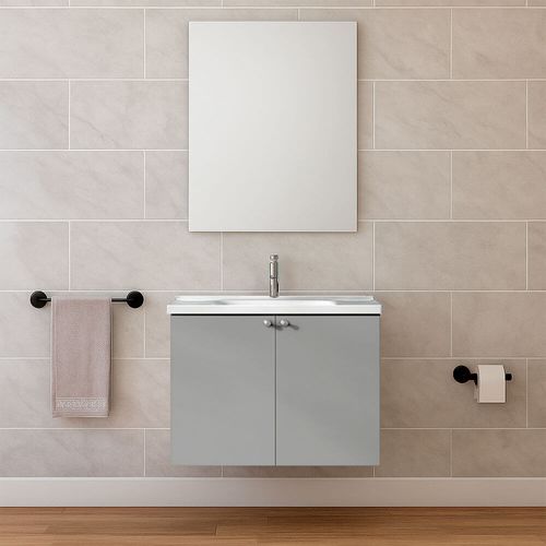 Kit Vanitory Gris + Bacha + Espejo DGC YN2401-13